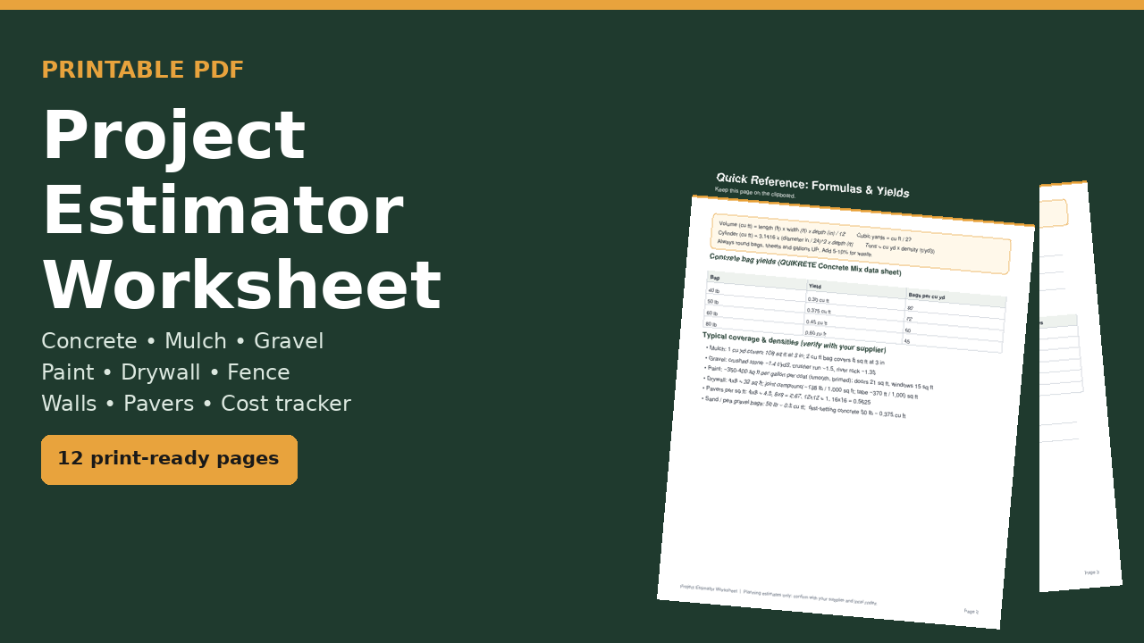 Project Estimator Worksheet cover